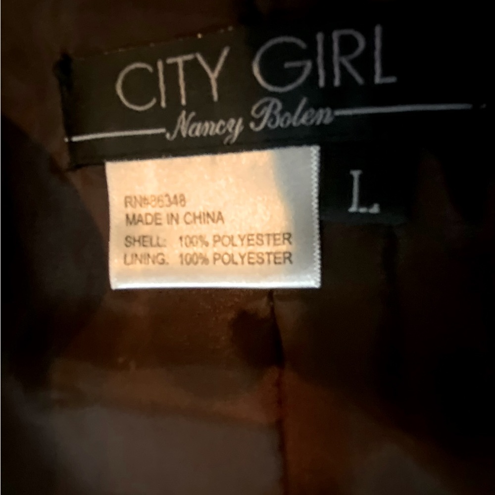 City Girl Nancy Bolen Jacket Brown Faux Leather Lightweight Fully Lined Large - Picture 9 of 12